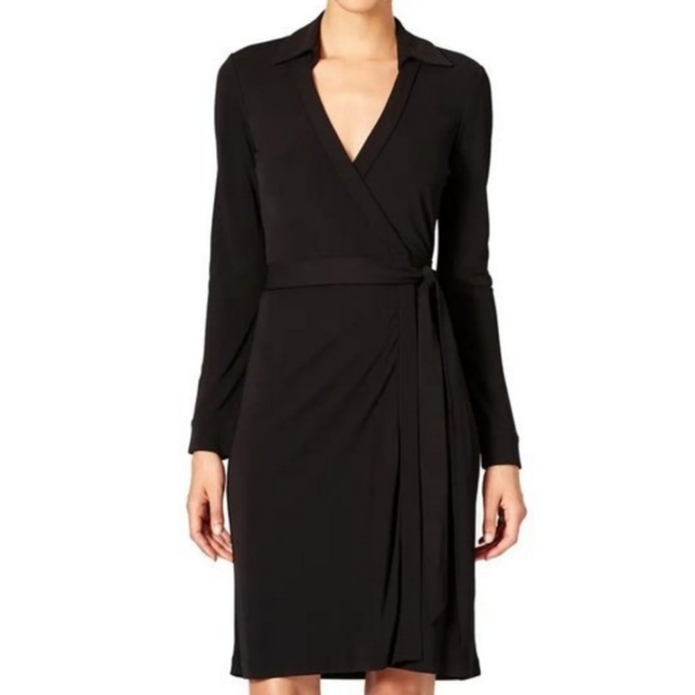 Diane Von Furstenberg Black Wrap Midi Dress